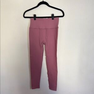 Lace Up Back Ribbed Pink Leggings